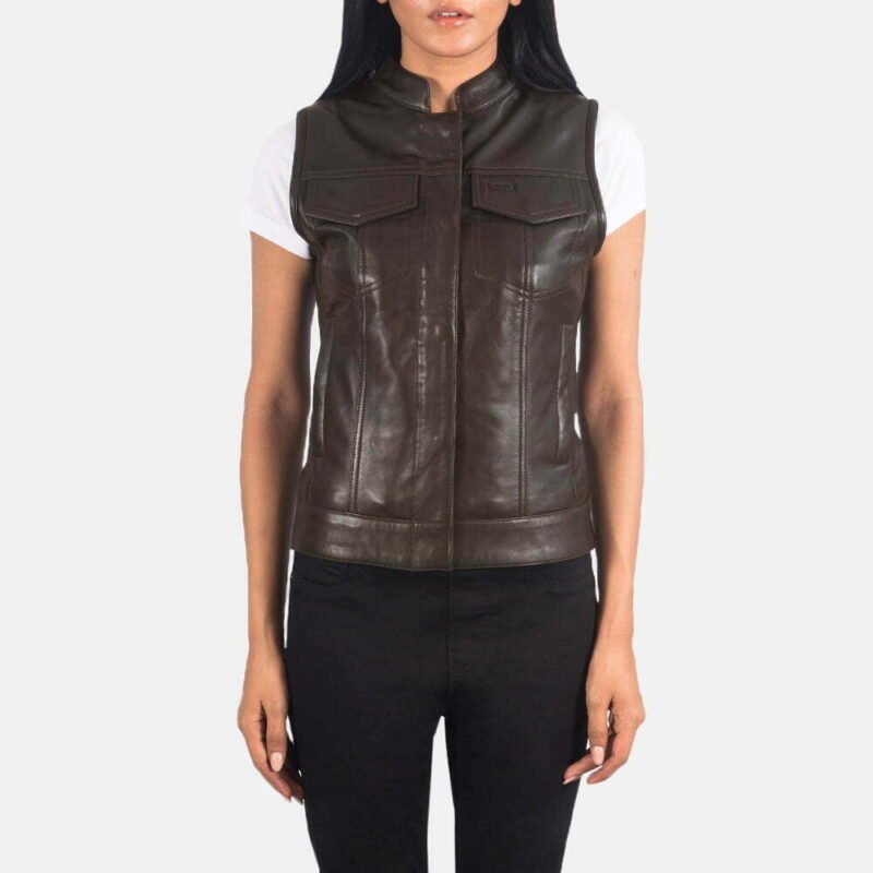 Rayne Moto Brown Leather Vest - Image 3