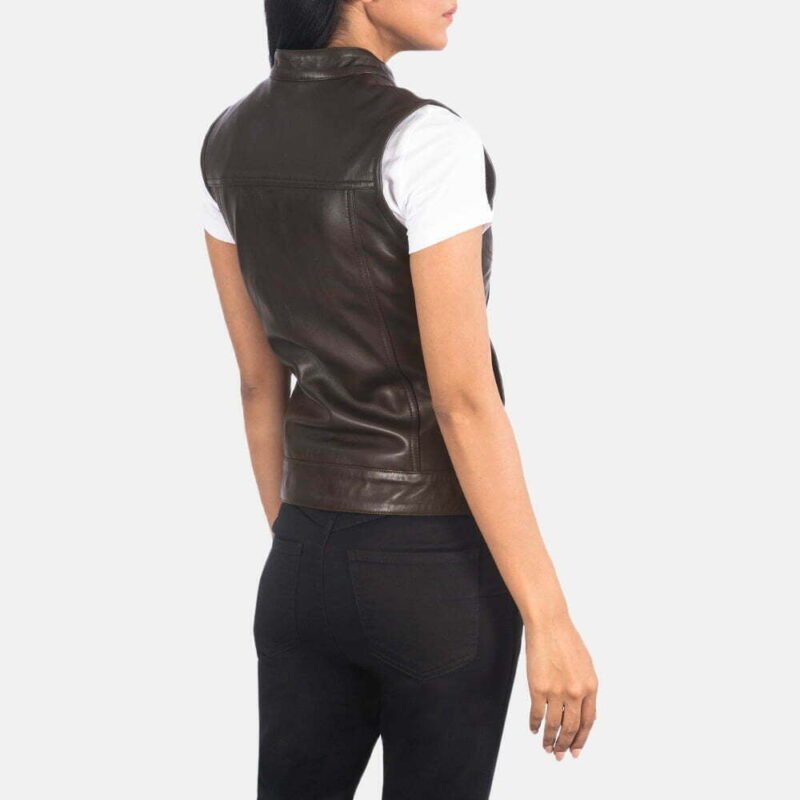 Rayne Moto Brown Leather Vest - Image 4