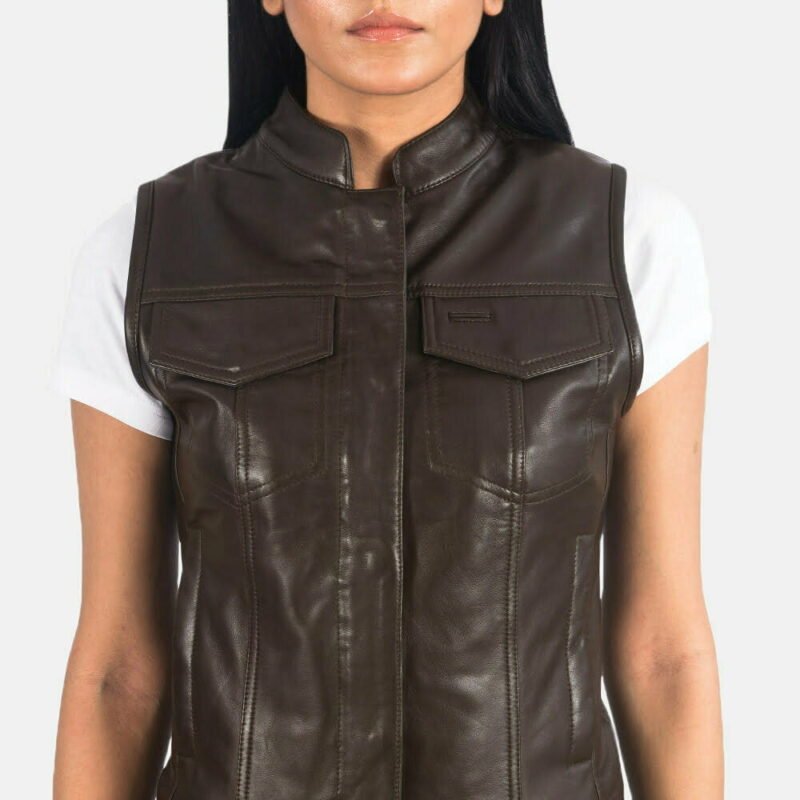 Rayne Moto Brown Leather Vest - Image 5