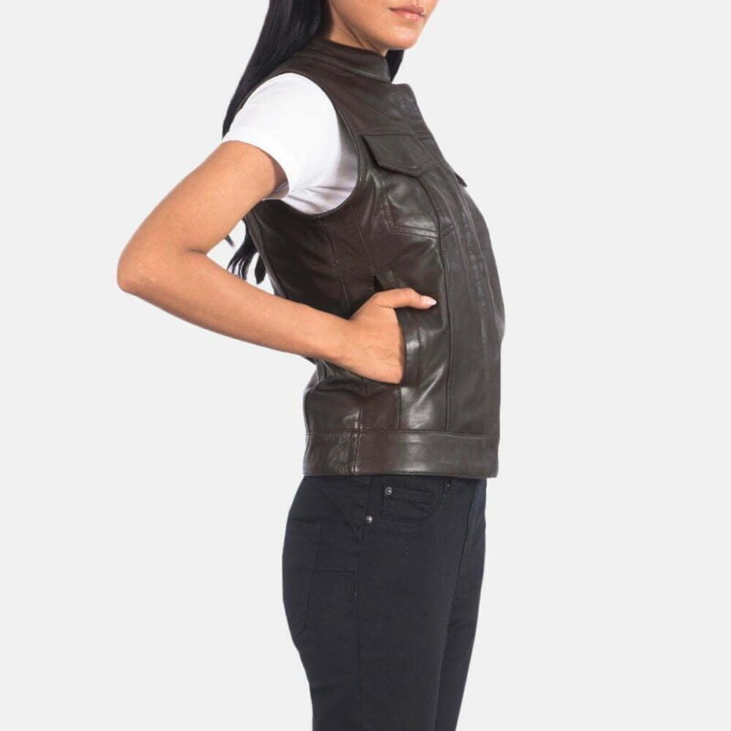 Rayne Moto Brown Leather Vest - Image 6