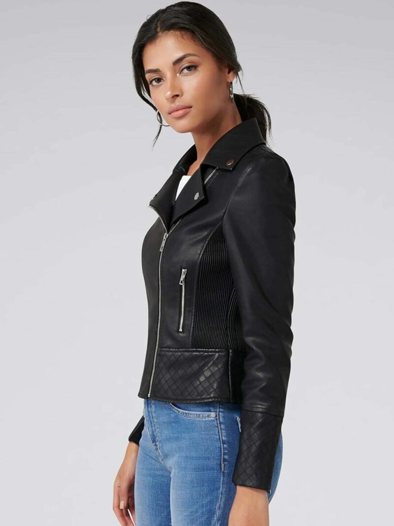 Solid Black Biker Leather Jacket