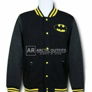 Batman Black Classic Logo Varsity Wool Letterman Jacket