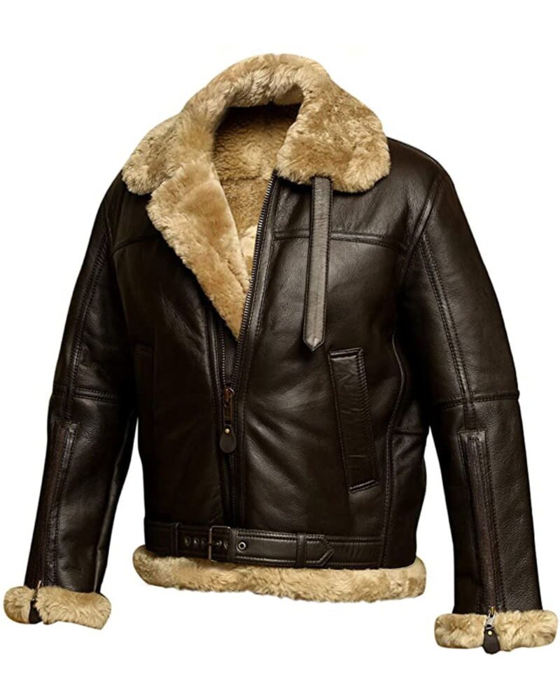 Aalen RAF B3 Shearling Brown Leather Bomber Jacket