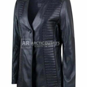 Elise Long Quilted Leather Jacket Coat