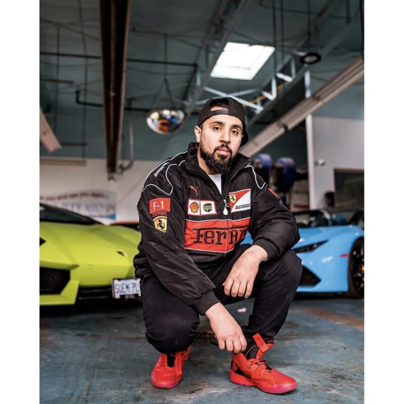 Black Ferrari Vintage Retro Racing Jacket