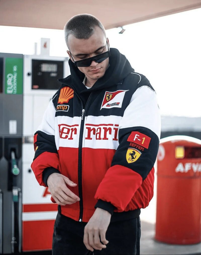 Ferrari Vintage Retro Racing Jacket White