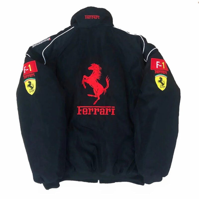 Black Ferrari Vintage Retro Racing Jacket