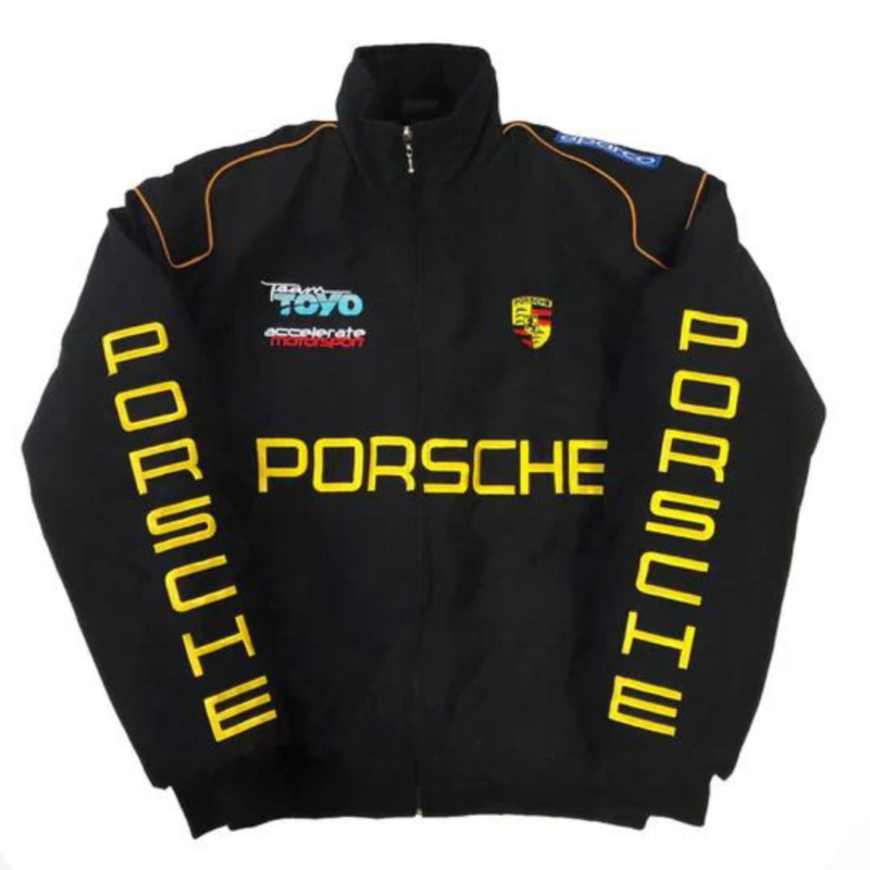 Black Porsche F1 Vintage Racing Jacket