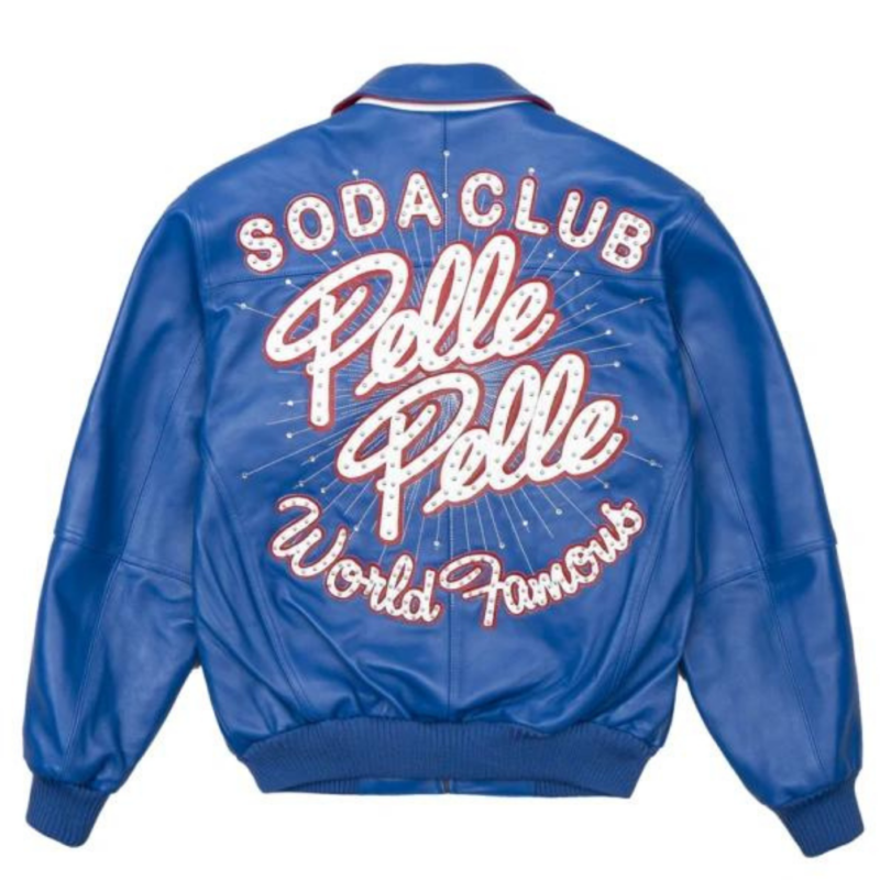 Pelle Pelle Blue World Famous Soda Club Leather Jacket