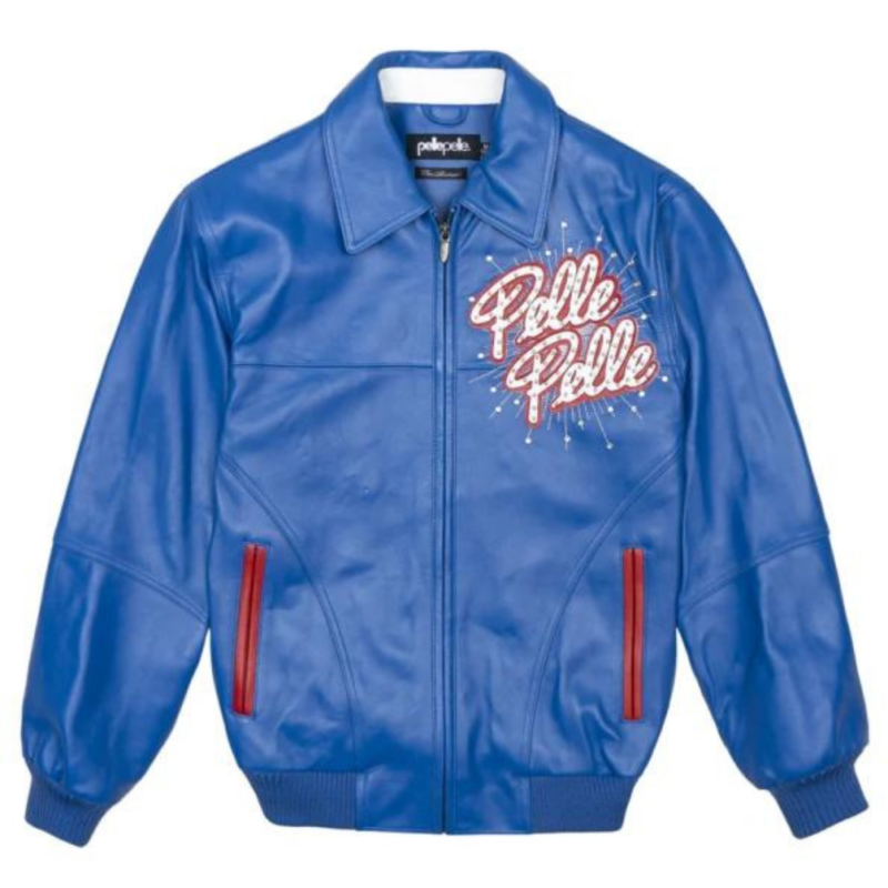 Pelle Pelle Blue World Famous Soda Club Leather Jacket