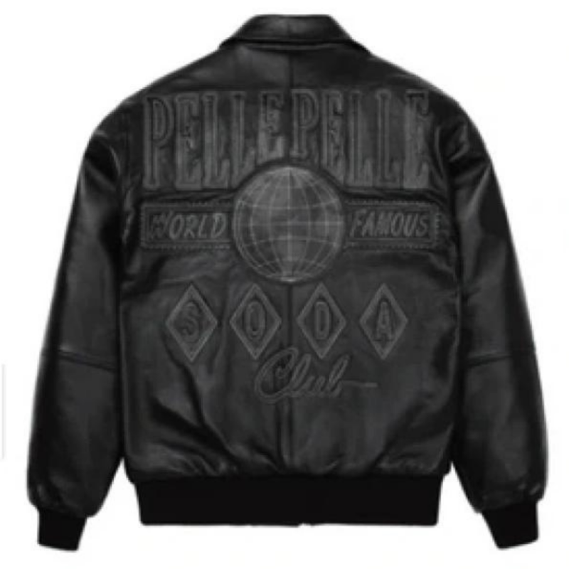 Pelle Pelle Famous Soda Club Plush Black Leather Jacket