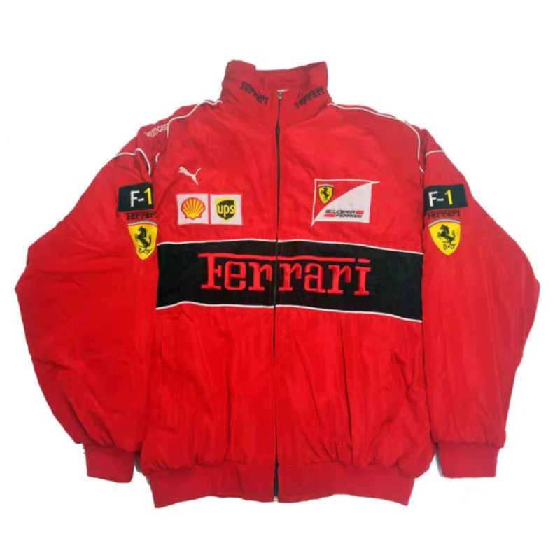Red Ferrari Vintage Retro Racing Jacket