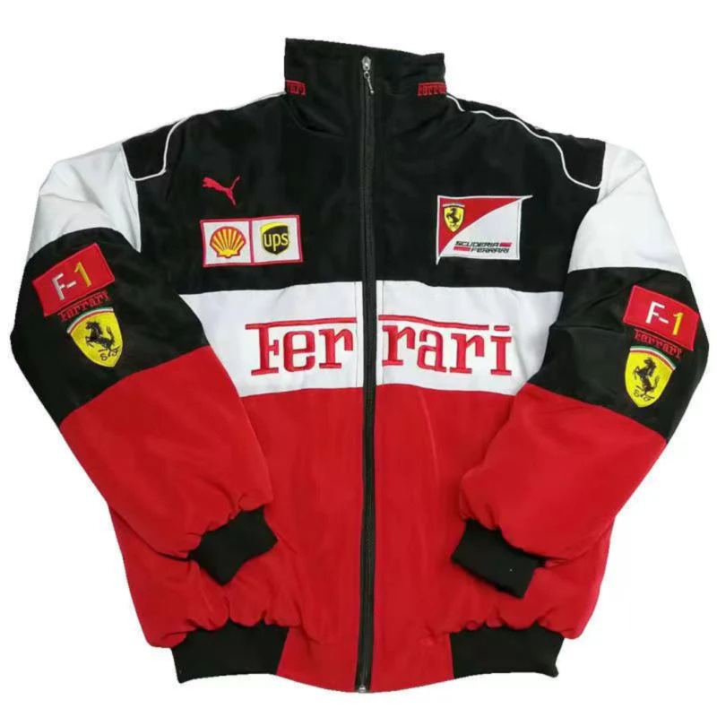 White Ferrari Vintage Retro Racing Jacket