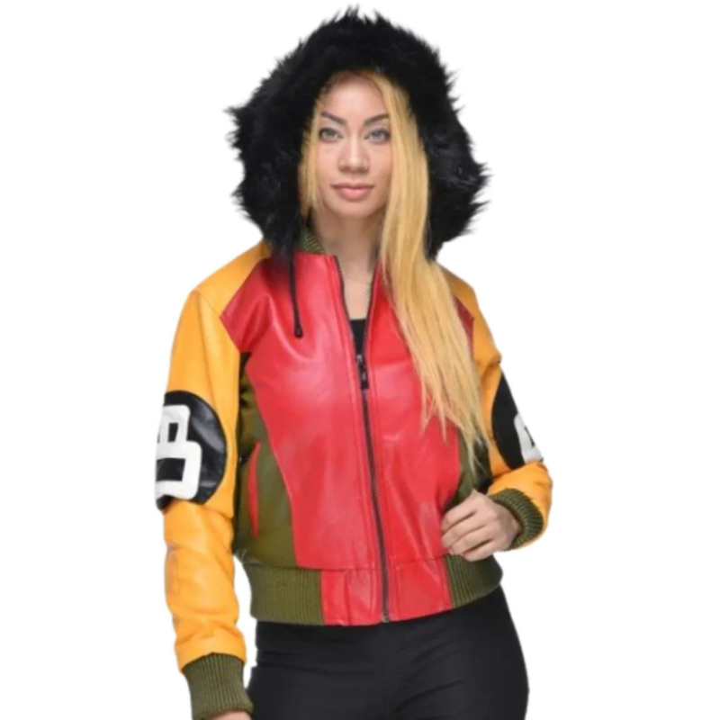 Womens Robert Phillipe Yellow 8 Ball Varsity Jacket