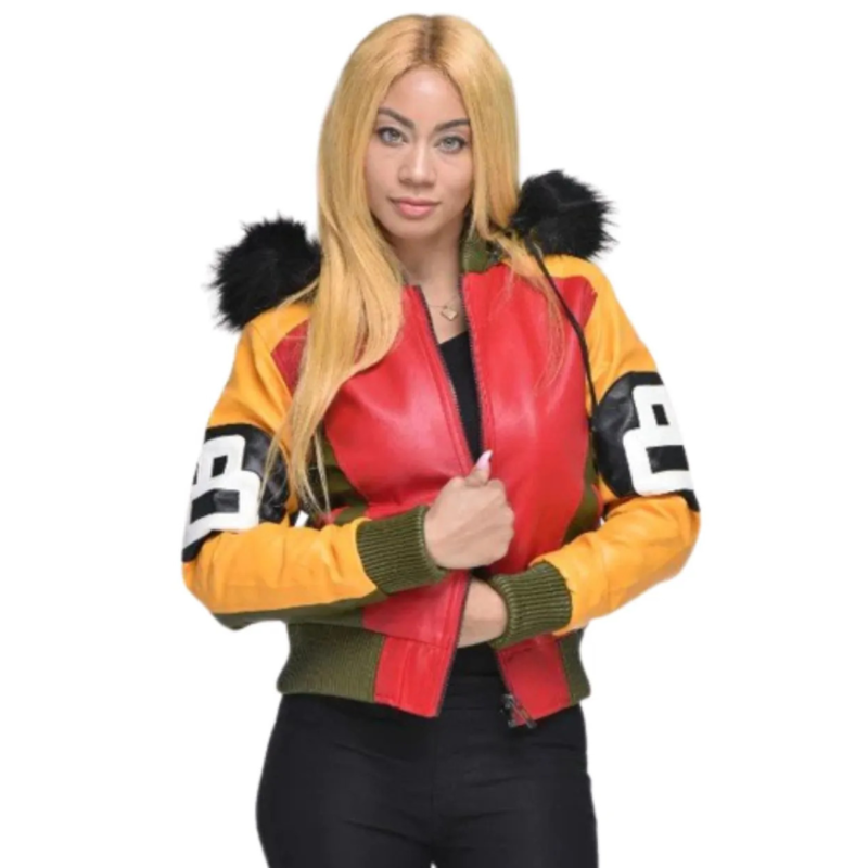 Womens Robert Phillipe Yellow 8 Ball Varsity Jacket