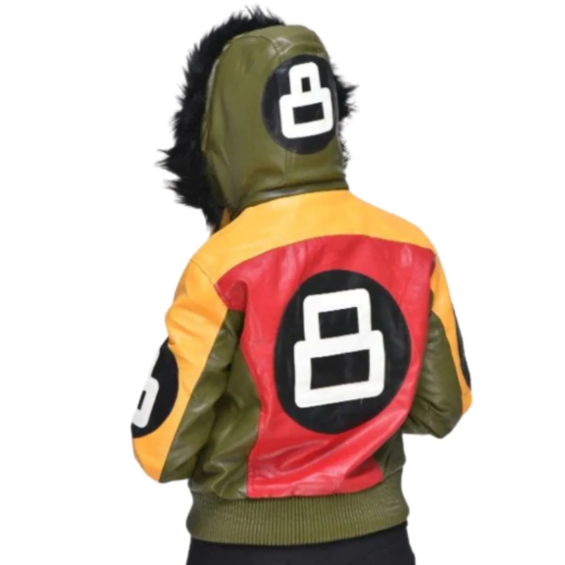 Womens Robert Phillipe Yellow 8 Ball Varsity Jacket