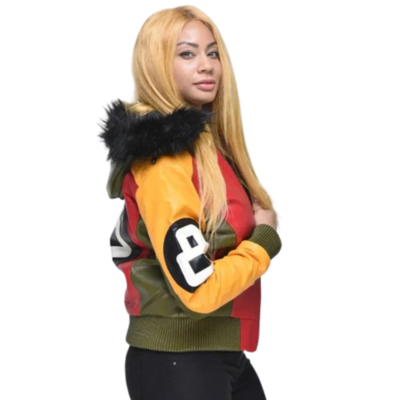 Womens Robert Phillipe Yellow 8 Ball Varsity Jacket